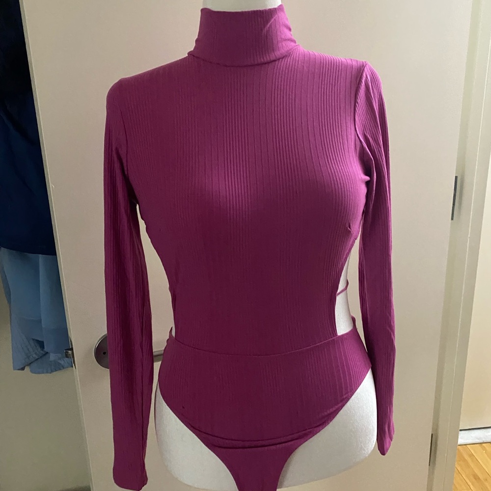 Women's fuchsia Turtleneck Bodysuit